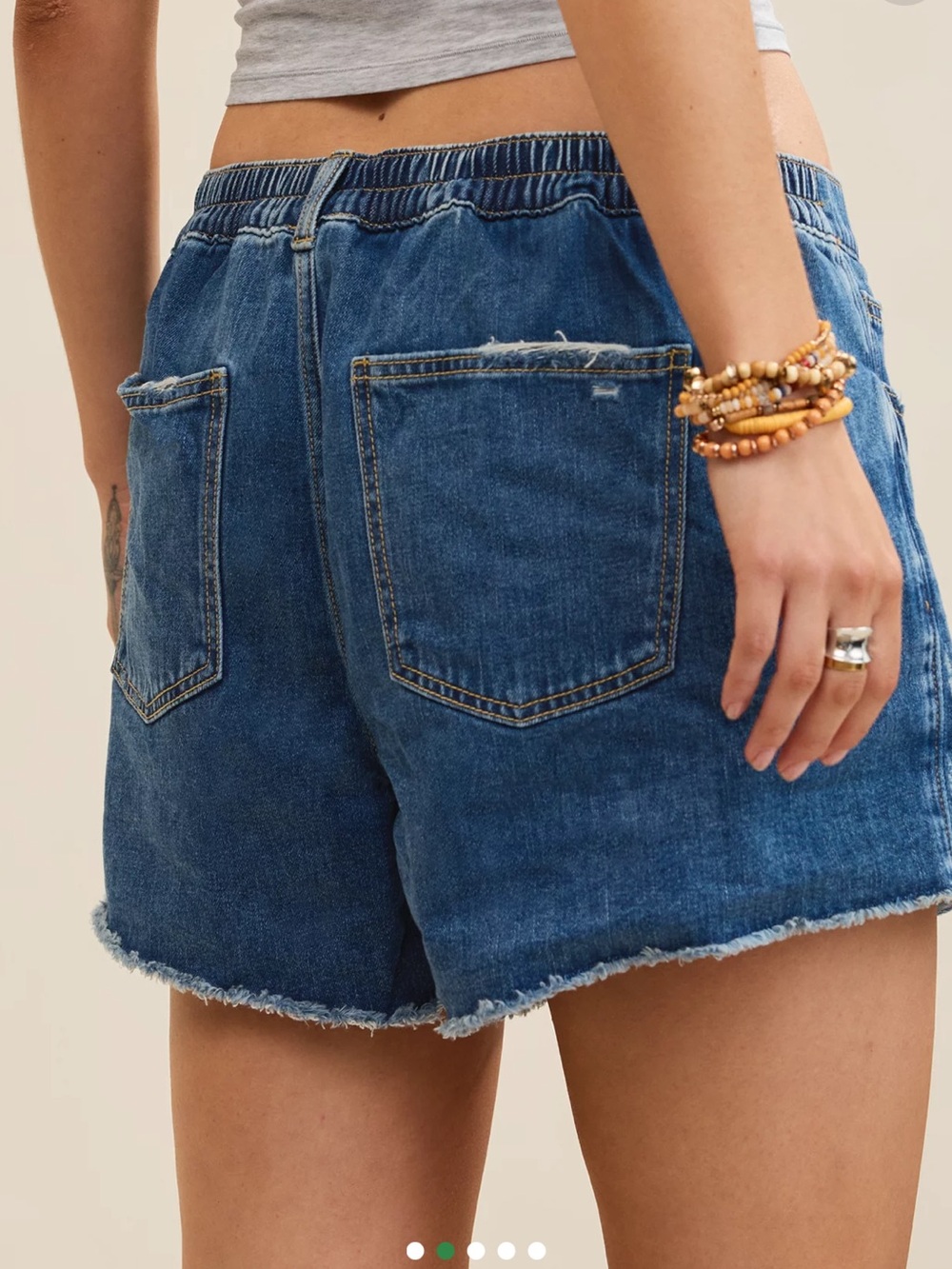 Aerie Daydream Denim Shorts Casual Frayed Hem Elastic Waist Comfy Casual Fall